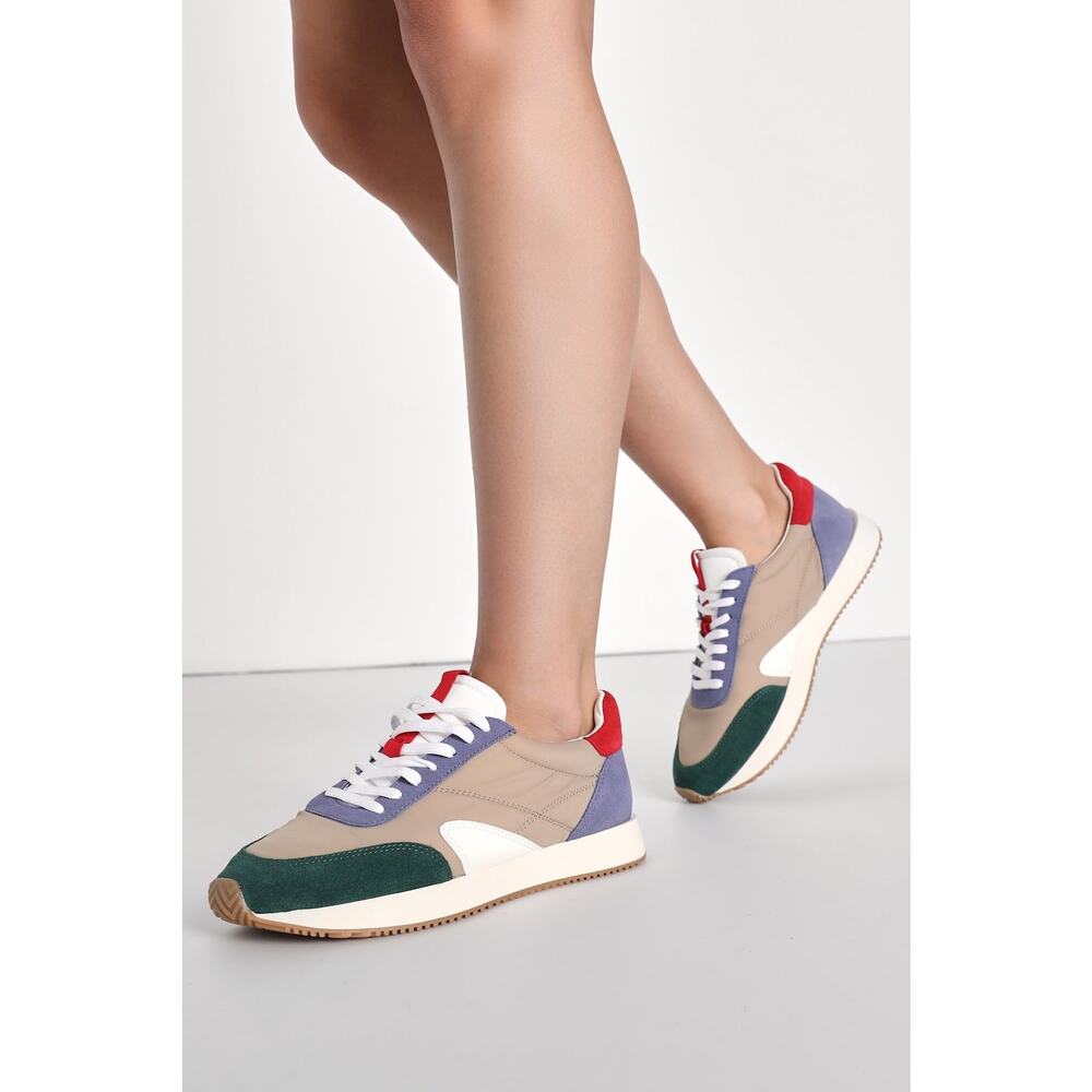 Matisse Multi-Color Block Sneakers Green Purple Ivory Red Size 7.5
